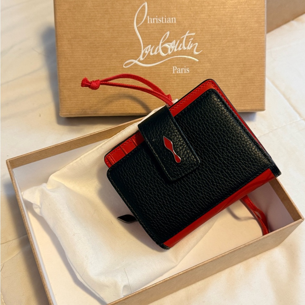Christian Louboutin Paloma Mini Wallet – Black Calfskin – NIB